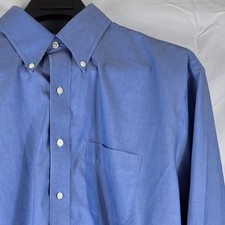 Brooks Brothers 346 Mens 17.5 4/5 Blue Non-Iron Cotton Button Down Shirt L/S