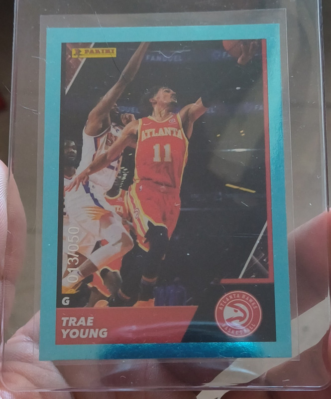 Panini 2021-22 NBA Sticker & Card Trae Young #66 Teal 13/50 Hawks ssp rare 