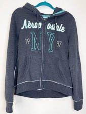 Aeropostale NY 1987 Full Zip Hoodie Gray Fleece Sweatshirt XL Y2K Casual