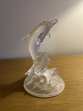 Cristal D'Arques Jumping Dolphin figurine crafted in France 16cm Tall