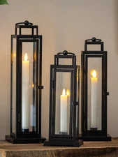 Evergreen Lantern LED Tapered 3 Pk w/ Black Finish Decorative Modern Home Light