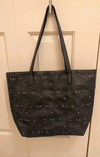 Bueno Women  s Black Tote Shoulder Bag Studded, Magnetic Closure, Lined Pockets