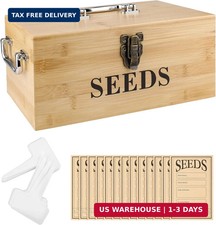 Wood Seed Saving Box, Seed Storage Organizer Case Seed Packet Stora