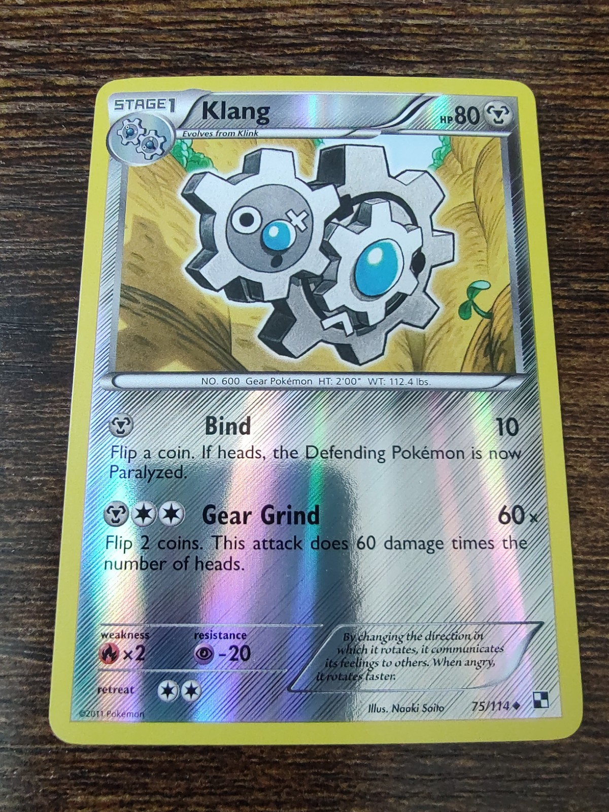 Klang 75/114 Black & White Base Set Pokemon Reverse Holo NM-MINT