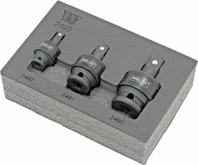 Welzh Werkzeug Universal Joint Impact Sockets 3-Piece Set 1/4 3/4 1/2 (S2 STEEL)