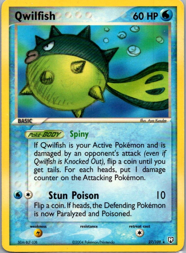 Qwilfish 27/109 Rare Team Rocket Returns Pokemon Lightly Played