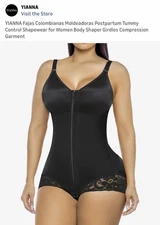 YIANNA Fajas Colombianas Shapewear Postpartum Tummy Control Bodysuit Black Sz S
