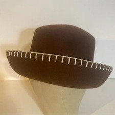 Vintage Brown Wool Stylized Bowler Hat With Curled BrimDetail Made In Italy