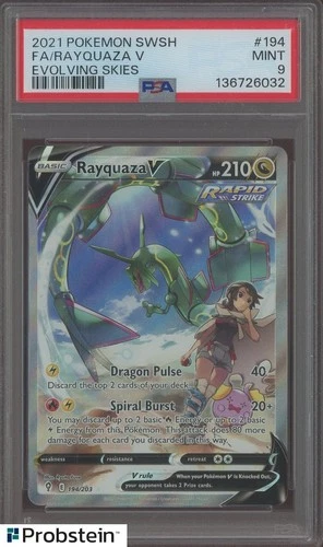 2021 Pokemon SWSH Evolving Skies #194 FA Rayquaza V PSA 9 MINT