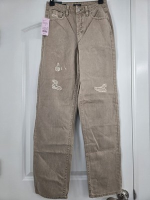 Wild Fable High-Rise Easy Rigid Straight Jeans Size 0 tan khaki distressed pants