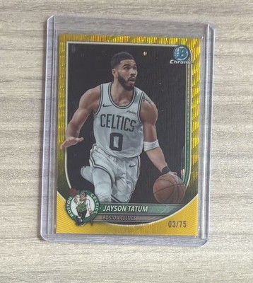 2025 Topps Bowman Chrome Yellow Wave #BCV-56 Jayson Tatum /75 Celtics