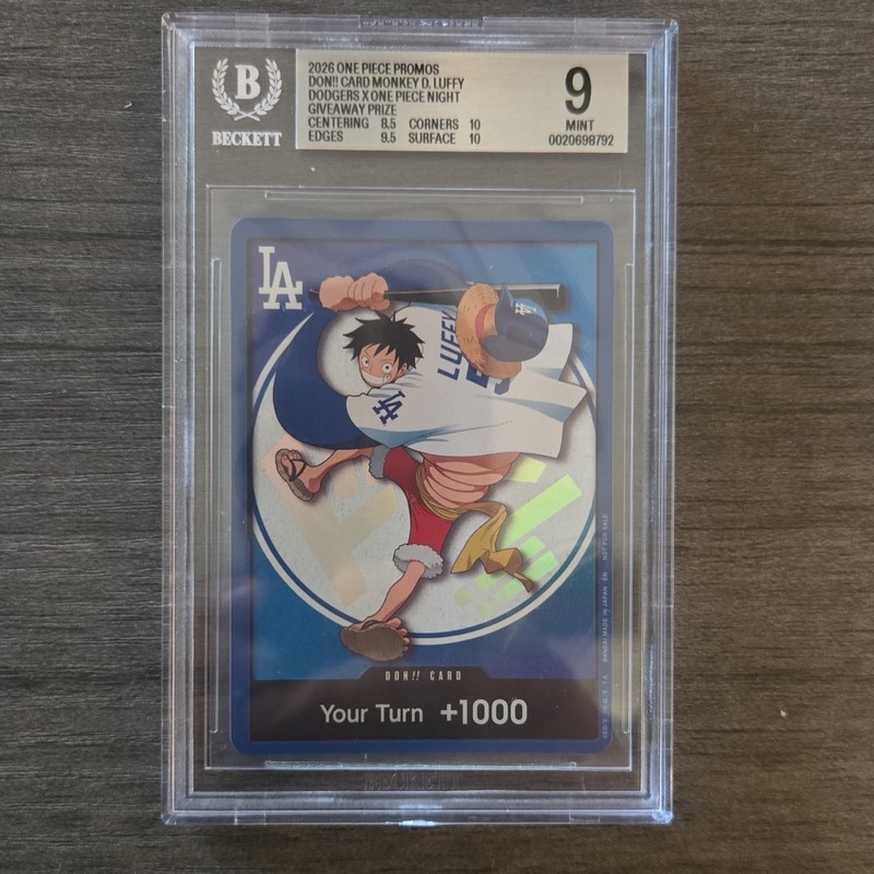 2026 One Piece Luffy Dodgers x One Piece Night Promo BGS 9 Mint DON!! Card