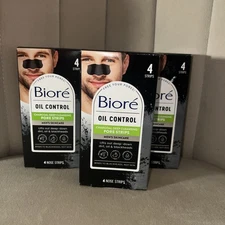 3 Biore Men's Pore Strips for Blackhead Removal Deep Cleansing Nose Strips 4 Ct