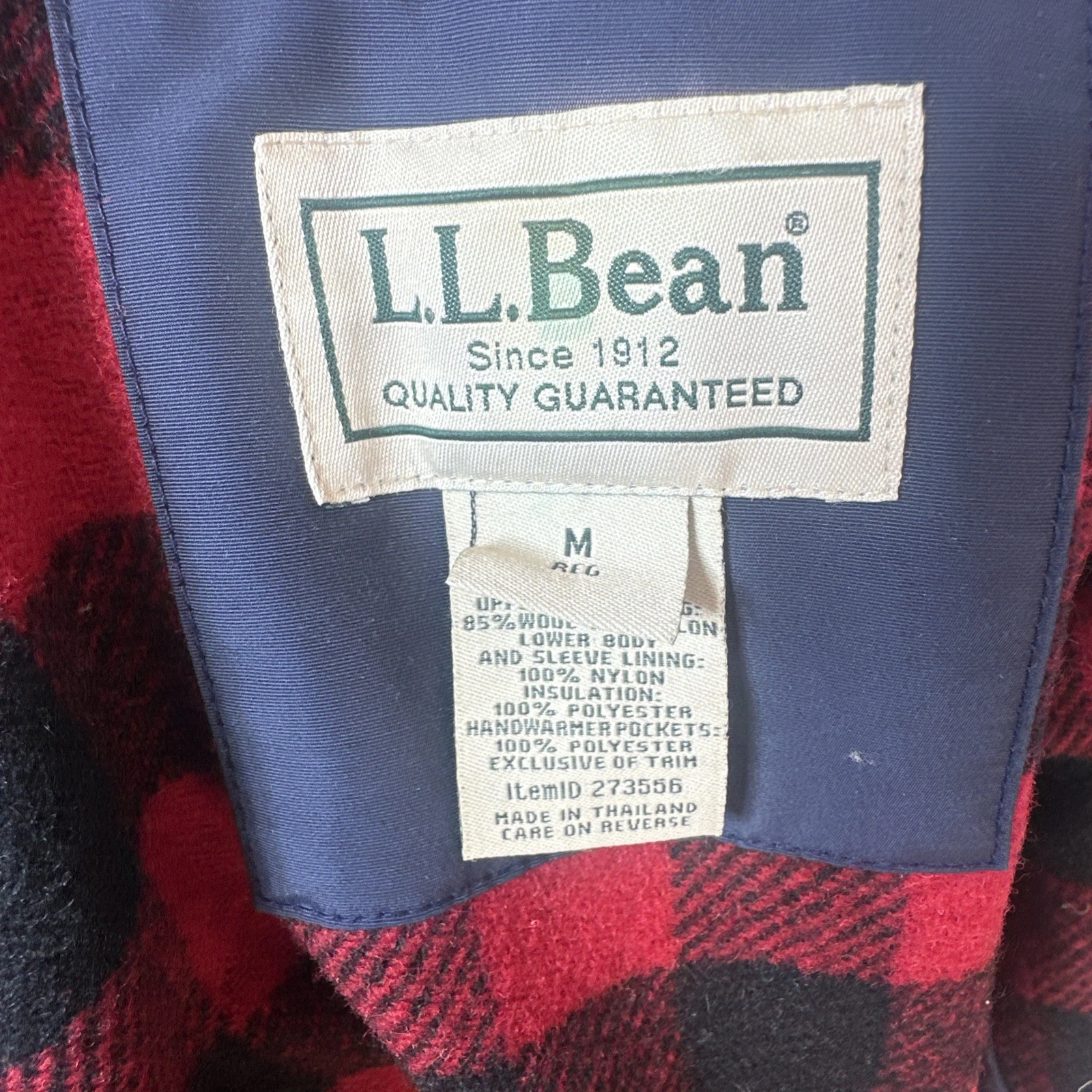 LL Bean Parka VTG Jacket Mens M Baxter State  Maine Coat Plaid Lined Blue Wool image 5