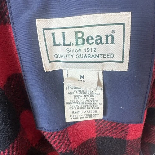 LL Bean Parka VTG Jacket Mens M Baxter State  Maine Coat Plaid Lined Blue Wool image 5