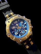 Invicta Pro Diver Chronograph Men's Watch Model 33993 Gold Tone Blue Dial Rubber