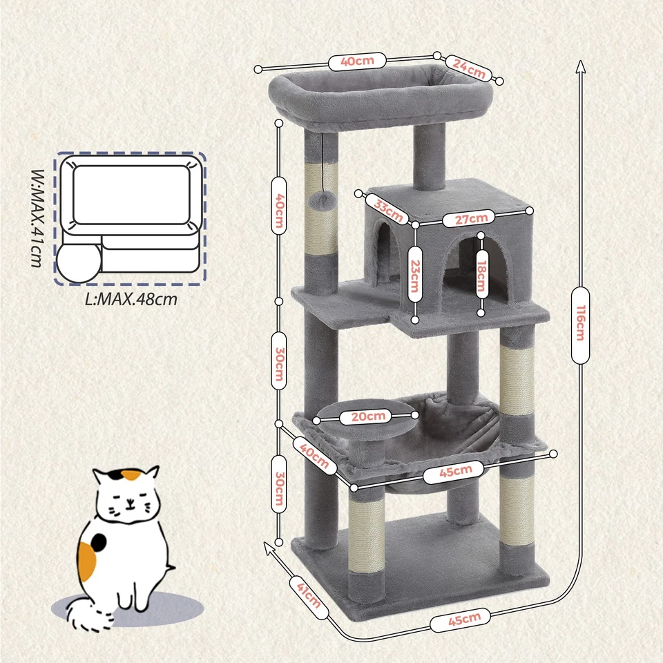 Kratzbaum XXL Katzenbaum Katzenkratzbaum Kletterbaum Spielbaum für Katzen 143cm - Bild 3 von 3