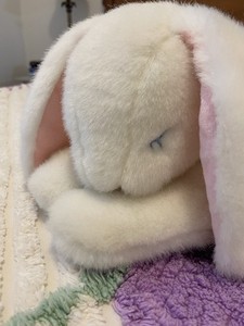 1980s Eden Toys Plush Bunny Rabbit Sleeping 13" Stuffed Animal Vintage - RARE
