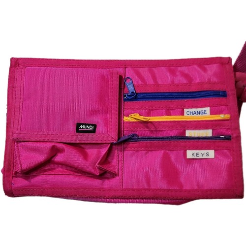 Mundi Pink Small Nylon Canvas Pocket Cargo Travel Satchel Crossbody Purse - Picture 3 of 16