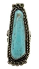 Vintage Navajo Sterling Silver Long Turquoise Ring Size 7.75