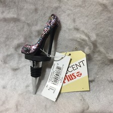 NEW Accent Plus Glitter High Heel Shoe Sparkle Wine Bottle Stopper Cork