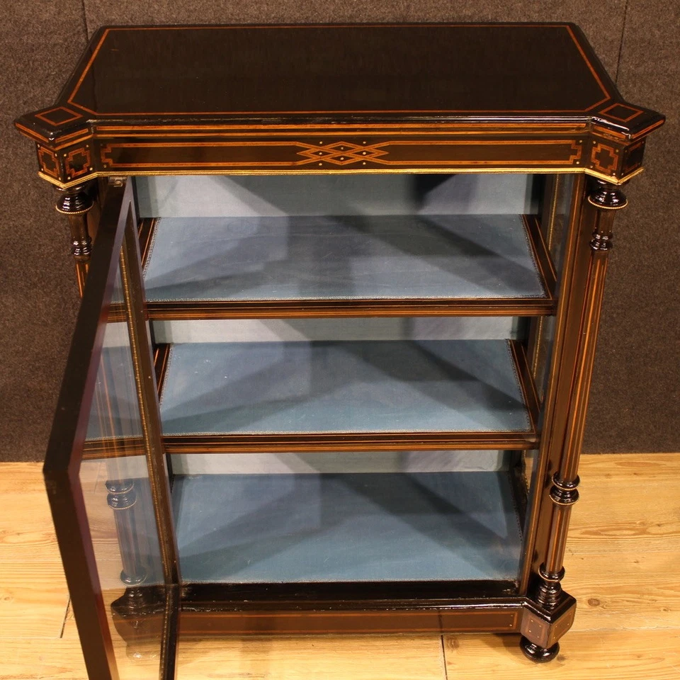 Display cabinet English vitrine furniture sideboard inlaid wood bookcase 800 - Image 4 of 4