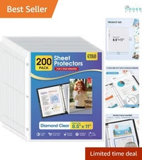 200 Pack Sheet Protectors 8.5 x 11 inch Clear for Binders Office Home
