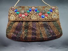 Rare Vintage Bob Mackie Evening Bag Jeweled Micro Beadwork-Chain strap