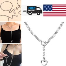 Slip Chain Necklace for Women Adjustable Heart O Ring Choker Stainless Steel
