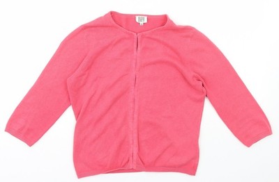Bay Damen rosa Rundhalsausschnitt Baumwolle Cardigan Pullover Größe 10 - Haken und Ösen