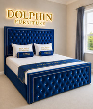 Luxury Chesterfield Plush Velvet Bed | Tufted Headboard & FootBoard With Diamond