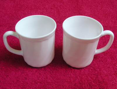 (SET(s) OF 2) Arcopal France (Trianon White) 3 5/8'' MUGS Exc (4 sets avail)