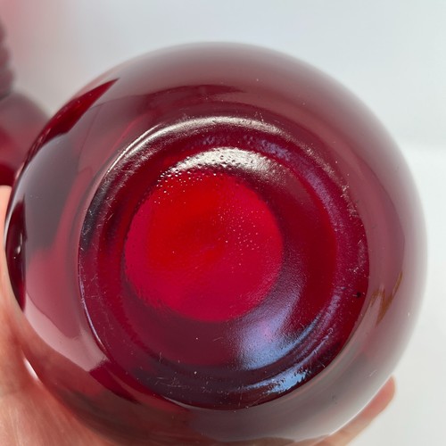Vintage Anchor Hocking Royal Ruby Red Glass Flower Vases Set of 3 MCM 1-6", 2-4" - Picture 20 of 20