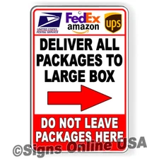 Deliver All Packages To Large Box Arrow Right  Sign Or Decal 6 SIZES delivery