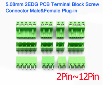 2Pin-12Pin 5.08mm 2EDG PCB Terminal Block Screw Connector Male&Female Plug-in