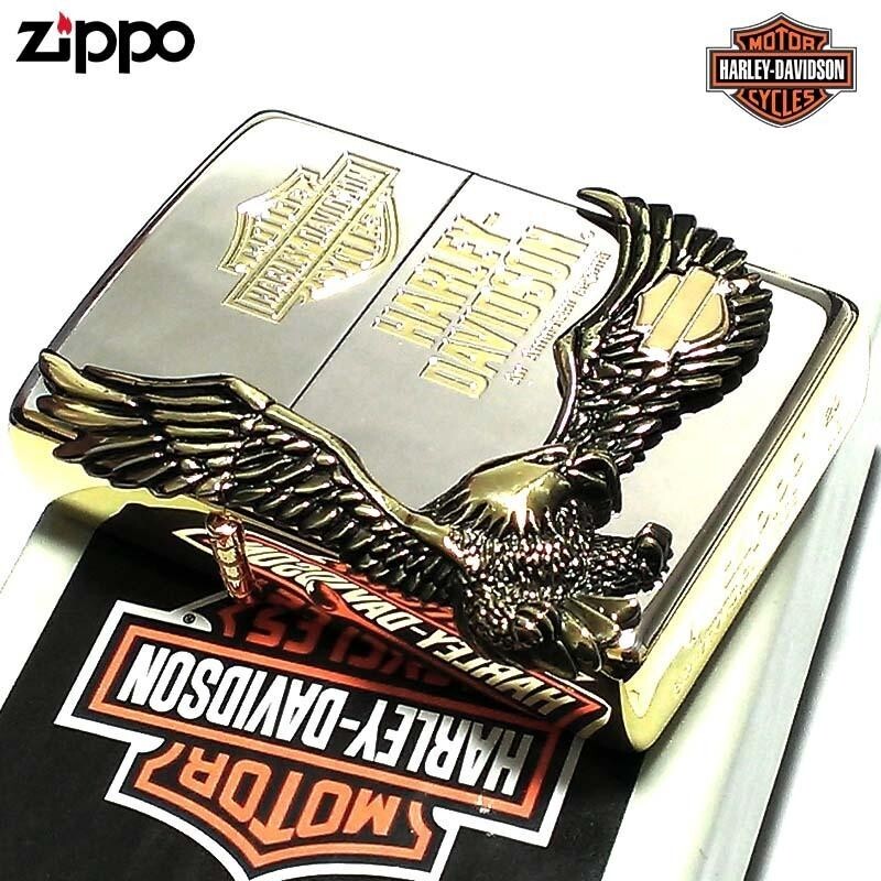 Zippo Harley Davidson HDP-17 Bald Eagle Gold Metal Silver Lighter