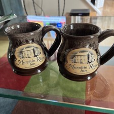 Lot Of 2 Deneen Pottery 12 Oz Brown Drip Coff...