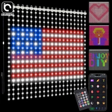 400LED Smart Curtain String Lights Fairy Wall Backdrop 4th of July Decor APP RGB