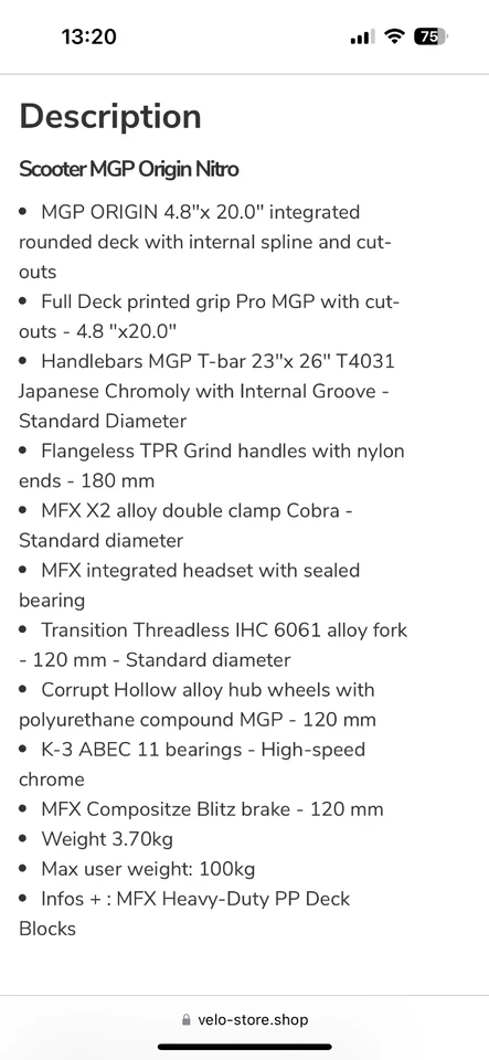 Scooter MGP Origin Nitro, Empuñadura Impresa Cubierta Completa Pro MGP con Recortes, Negro Foto 2 de 4