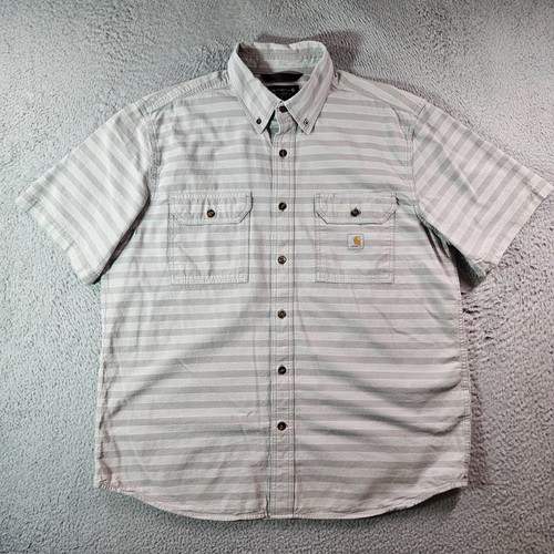 Chemise à prix réduit Carhartt homme grande coupe ample manches courtes gris rayé