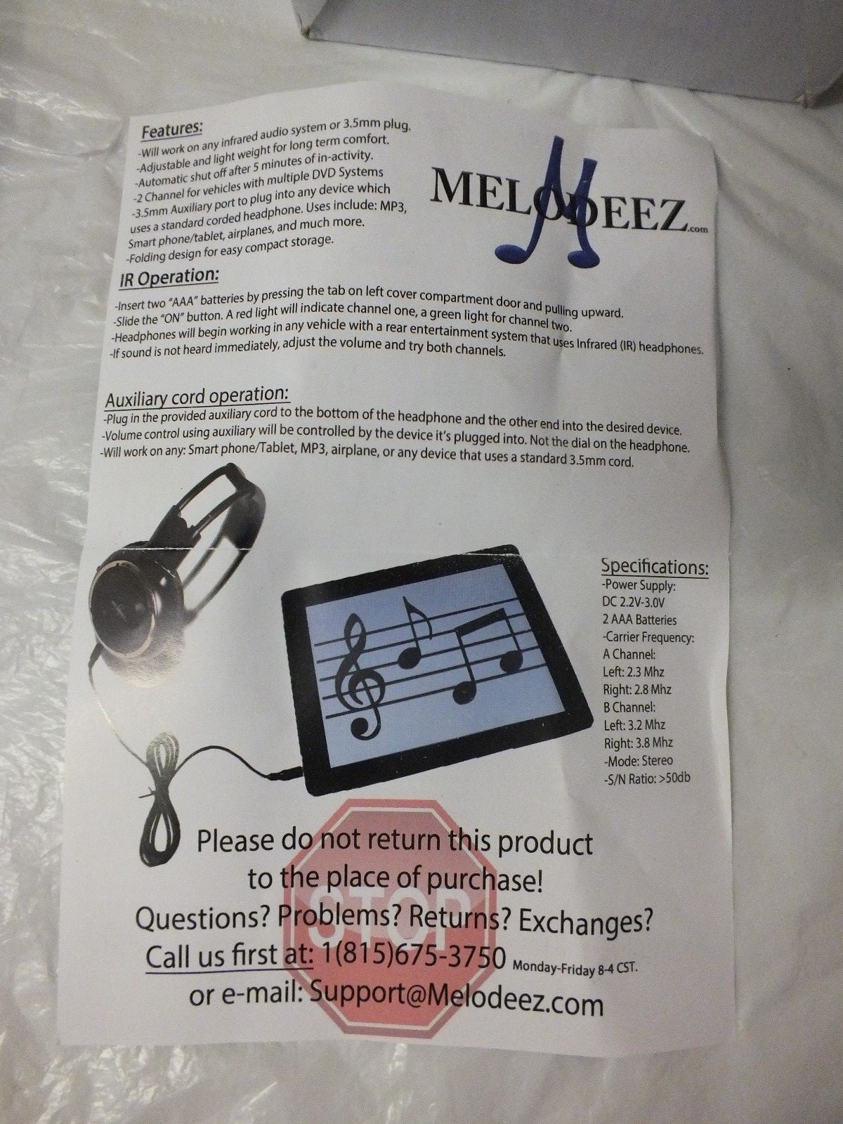 Melodeez MZB8002RI Infrared Wireless Headphone for sale online eBay