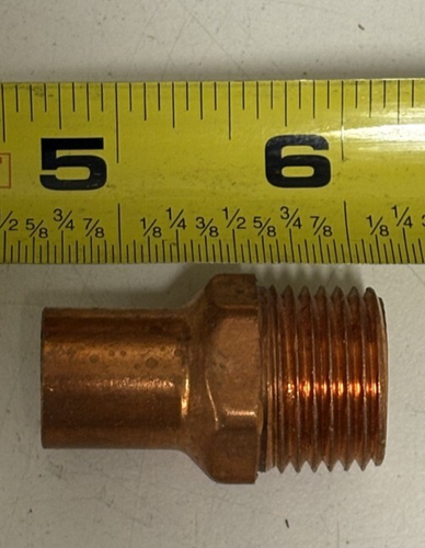 W 01431-Adapter: Wrot Copper, FTG x MNPT 1/2", For 5/8 in x 1/2 in Tube OD 10PK - Picture 2 of 4