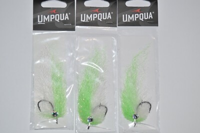 3 lures flies umpqua ump big eye baitfish chartreuse white 2/0 71200