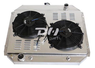 For 1966-1979 Ford F100 150 250 350 Bronco Pickup 3 Row Radiator&Shroud&2X12''Fan