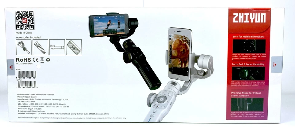 NEW - Zhiyun Smooth 4 3-Axis Handheld Gimbal Smartphone Stabilizer (Black) - Image 2 of 2