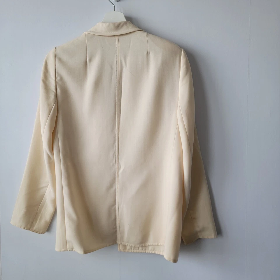 Akris Mujer Mezcla Lana Blazer 6 Bolsillos Manga Larga Crema Oficina Carreras Foto 2 de 4