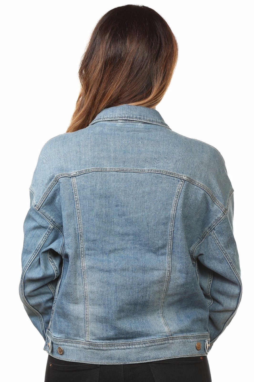 Ladies denim jackets casual wear Jean mix material flap pocket blue