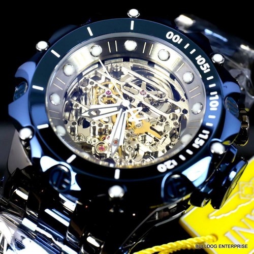 Invicta Reserve Venom Fusion Shutter Gunmetal Blue Automatik 51mm Uhr Neu