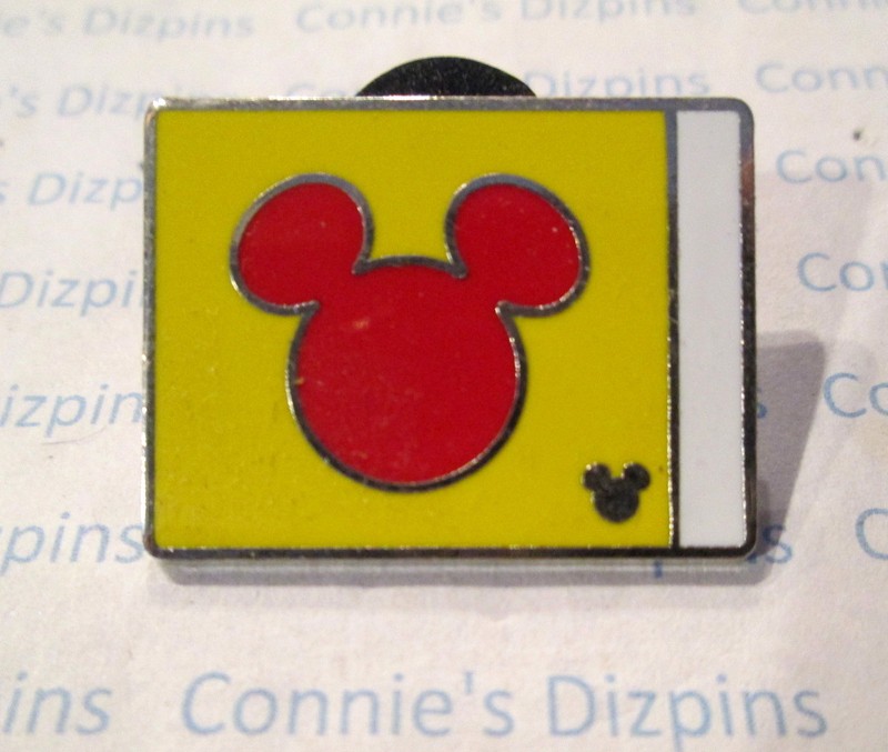 DISNEY HIDDEN MICKEY - RED HEAD EARS YELLOW FLAG FACE Outline LOGO HM Pin 4 of 5