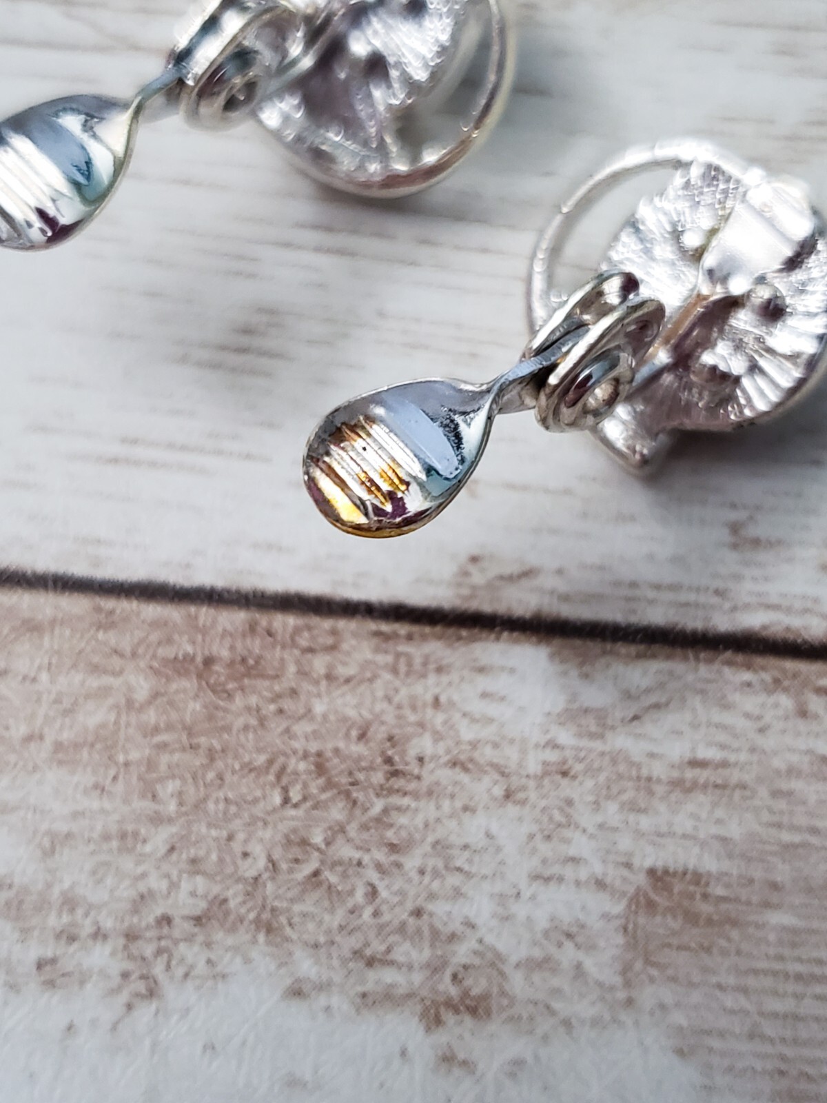 Vintage TJG Clip On Earrings 5/8" Faux Pearl with Clear Gems Swirl